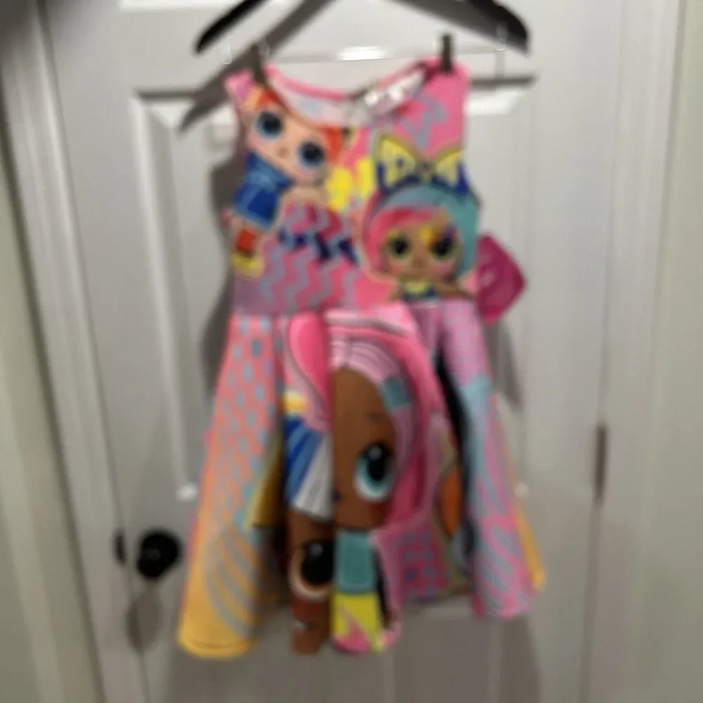 L.O.L. Surprise Girls Dress Size L 10/12 Mad Engine Pink Fit & Flare NWT